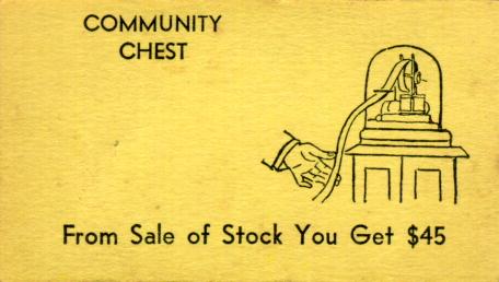 Monopoly From Sale Of Stock You Get $45 Community Chest Replacement Card Yellow 